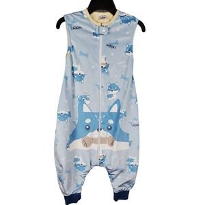 Michley Romper Jumpsuit Fox Patter Design Front Zipper Closure Size Medium